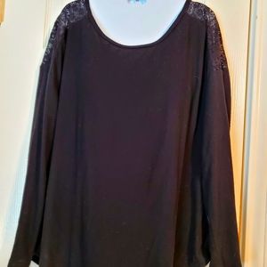 No Boundaries Black top with Shoulder Lace